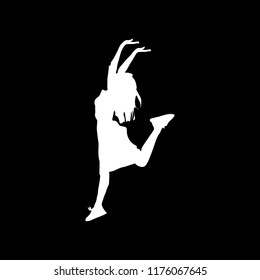 The girl is jumping on black background. Vector illustration. Flat design for business financial marketing banking advertising web concept cartoon illustration.