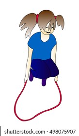 Girl jumping on a skipping rope.