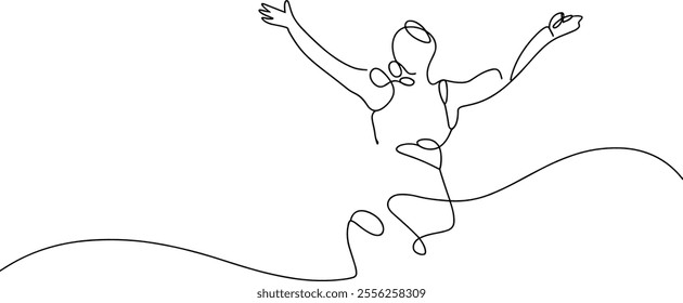 Girl Jumping One-Line Art – Continuous Contour Drawing