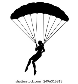 A girl is jumping with a parachute
