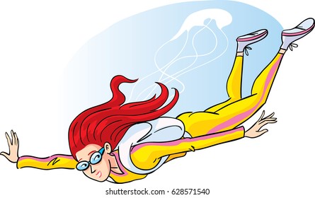 Girl jumping with a parachute