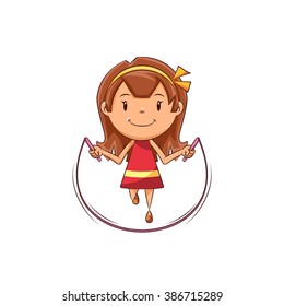 Girl jumping rope, vector illustration