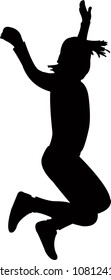 a girl jumping silhouette vector
