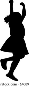 a girl jumping, silhouette vector