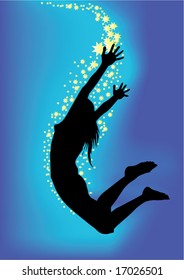girl jumping vector