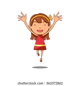 Girl jumping, vector illustration