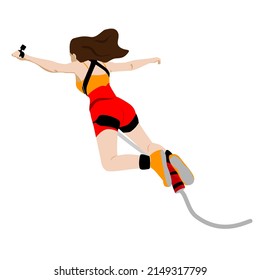 girl jumps with a bungee, vector illustration on a white background