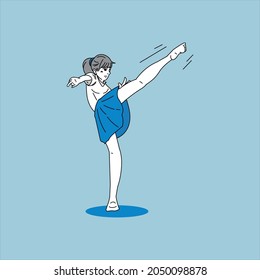the girl kick an air