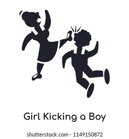 Girl Kicking a Boy in the face icon vector isolated on white background for your web and mobile app design, Girl Kicking a Boy in the face logo concept