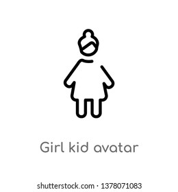 girl kid avatar vector line icon. Simple element illustration. girl kid avatar outline icon from people concept. Can be used for web and mobile