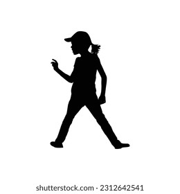 girl kid dancer Silhouette isolated in white background