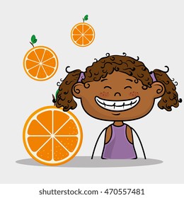 girl kid fruit food vector illustration graphic eps 10