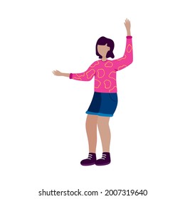 Girl kid with hands up on white background