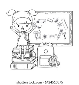 Girl kid of school and blackboard design