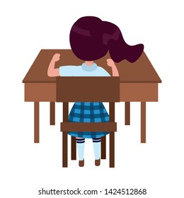 Girl kid of school in desk design