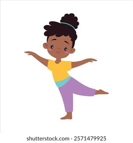 Girl Kid Stretch Body at Sport Lesson Vector Illustration