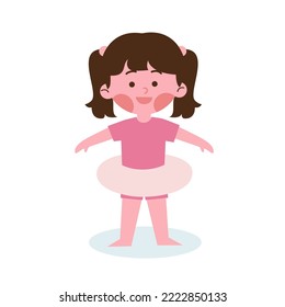 Girl kid swimming with floater