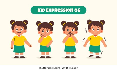 Girl Kid in Various Expressions and Gesture