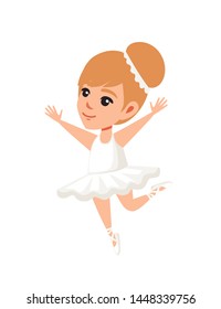 Girl kid wearing ballerina dress with shoes cartoon character design flat vector illustration isolated on white background