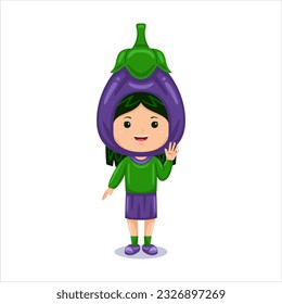 girl kids aubergine character costume