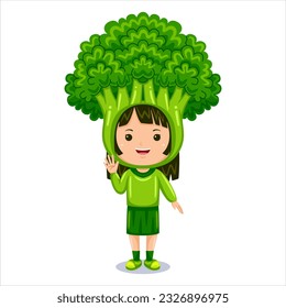 girl kids broccoli character costume