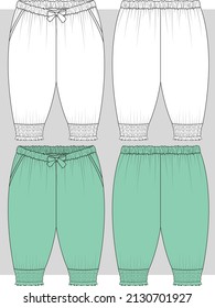 Girl Kids fashion pant flat sketch