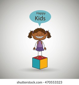 girl kids happy cube icon vector illustration graphic