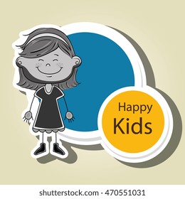girl kids happy icon vector illustration graphic