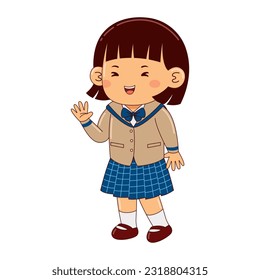 girl kids japan school uniform vector illustration