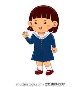 girl kids japan school uniform vector illustration