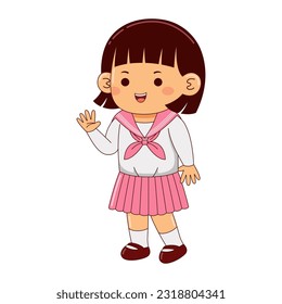 girl kids japan school uniform vector illustration