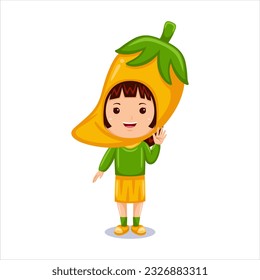 girl kids yellow chili character costume