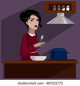 Girl in the kitchen. 