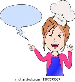 Girl in kitchen. Cook. Vector graphics. EPS 10