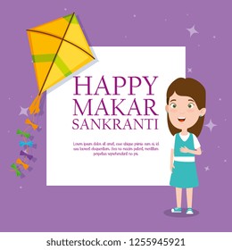 girl with kite to celebrate makar sankranti event