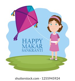 girl with kite to celebrate makar sankranti