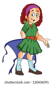 Girl with a Kite, vector illustration