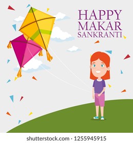 girl and kites to celebrate makar sankranti