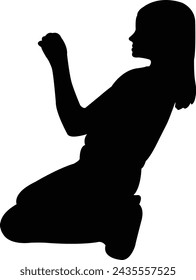 a girl kneeling down, body silhouette vector