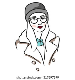 Girl in a knitted hat