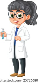 Girl in lab coat holding a test tube