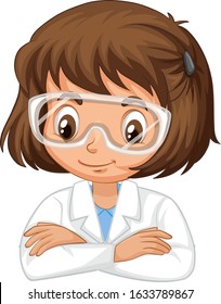 Girl in lab gown on isolated background illustration