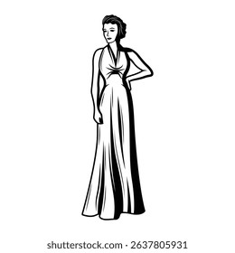 girl lady female with cigar dressing vintage classic retro silhouette icon vector illustration design on white background