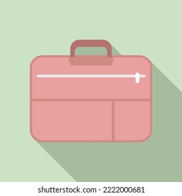 Girl Laptop Bag Icon Flat Vector. Travel Accessory. Closed Suitcase