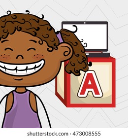 girl laptop cube icon vector illustration design