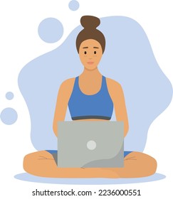 A girl with a laptop is sitting on the couch. educational.
People working from home, coworking. People at home in quarantine. Computer work. freelancing, online education or social media.