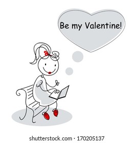 girl with laptop for valentine day