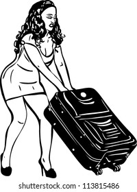 girl with a large suitcase