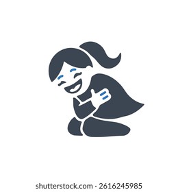 Girl Laughing Icon On White Background
