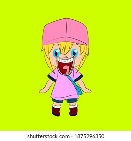 girl laughing out loud, streetwear or t-shirt design